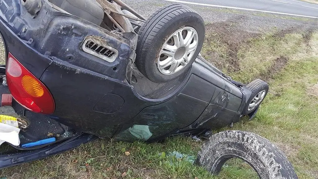 Samochód tuż po wypadku
