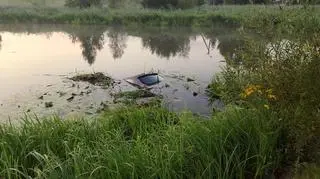 Samochód zatonął w stawie