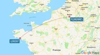 Samolot leciał z bazy lotniczej Florennes w Belgii. Rozbił się we wsi niedaleko miasta Lorient
