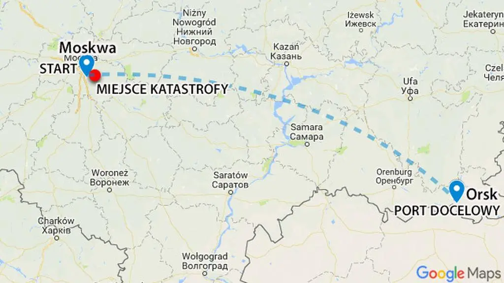Samolot leciał z Moskwy do Orska