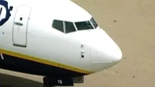 Samolot zatrzymał się za pasem startowym