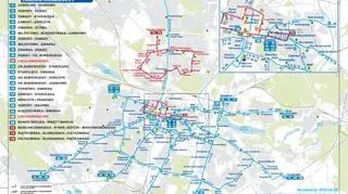 Schemat linii tramwajowych na czas remontu