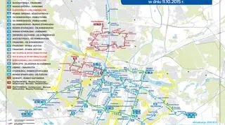 Schemat linii tramwajowych podczas 16. PKO Poznań Maratonu