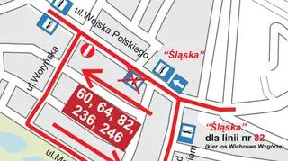 Schemat objazdów dla autobusów MPK
