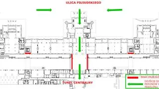 Schemat organizacji ruchu podróżnych podczas nocnego zamknięcia dworca Wrocław Główny