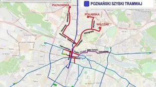 Schemat torowisk tramwajowych w Poznaniu