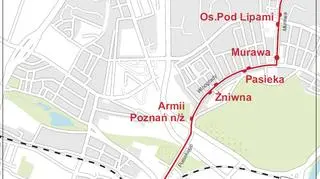 Schemat trasy linii T4