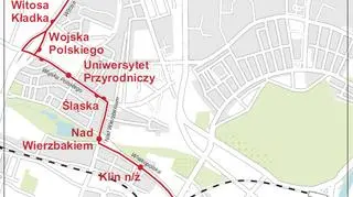 Schemat trasy linii T9