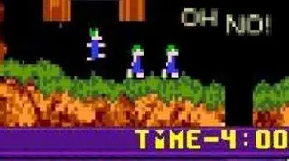 Screen z kultowej gry "Lemmings", gdzie gracz musiał doprowadzić do mety niezbyt rozgarnięte i nader chętnie ginące stworzonka (Psygnosis)