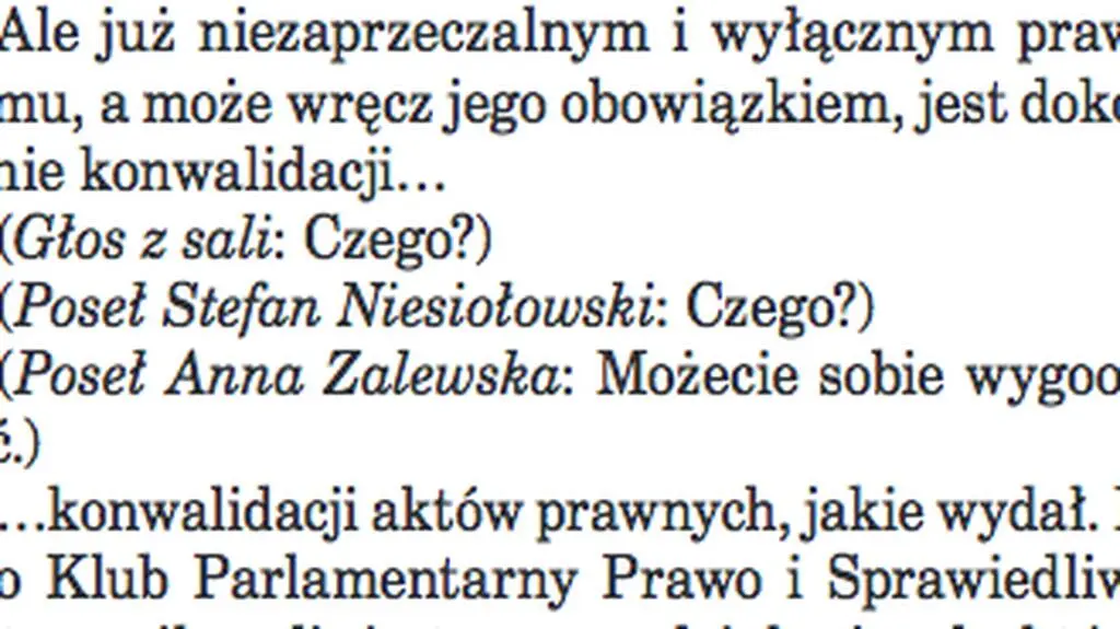 Sejmowe stenogramy - Czym jest konwalidacja? 