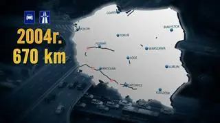 Sieć dróg i autostrad w 2004 r. 