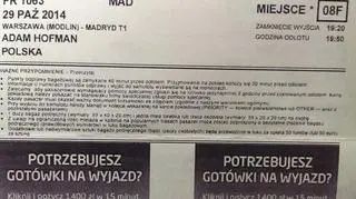Skan karty pokładowej posła Adama Hofmana