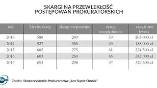 Skargi na przewlekłość postępowań prokuratorskich i kwoty zasądzonych odszkodowań
