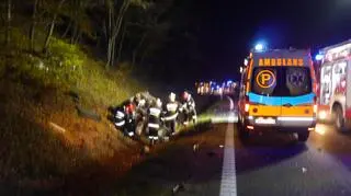 Służby ratunkowe na miejscu wypadku