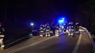 Służby ratunkowe na miejscu wypadku