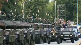 Soldiers salute President Andrzej Duda who is the Commander-in-Chief of the Polish Armed Forces