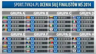 Sport.tvn24.pl ocenia siłę drużyn na MŚ 2014