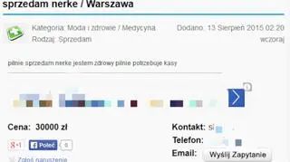 "Sprzedam nerkę"