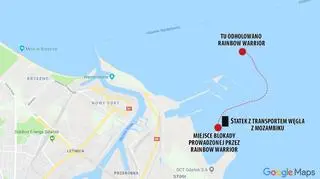 Statek Greenpeace&#039;u Rainbow Warrior blokował transport węgla do gdańskiego portu