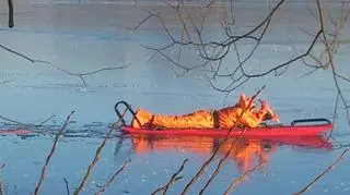 Strażacy weszli na lód ratować ptaki