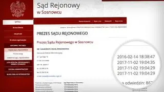 Strona internetowa Sądu Rejonowego w Sosnowcu
