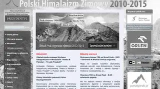 Strona polskihimalaizmzimowy.pl w czarno-białych barwach