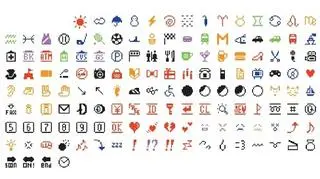 Stworzony w 1999 roku przez japońskiego programistę pierwszy set emoji. 