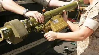 Symulator Igły. Jaśniejsza część to mechanizm spustowy zawierający całą elektronikę i stanowiący "serce" MANPADS. Doczepia się do niego wymienne pojemniki z rakietami 