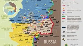 Sytuacja militarna w Donbasie (1 września) - wg strony ukraińskiej