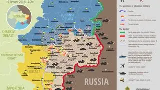 Sytuacja militarna w Donbasie 12 stycznia 2015 - według strony ukraińskiej