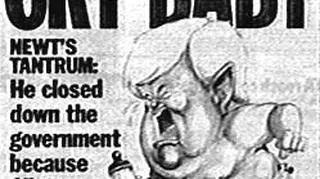 Tak "New York Daily News" przedstawiał konflikt 17 lat temu: ""Płacz, kochanie. Tantra Newta: Zamknął rząd, bo Clinton kazał mu siedzieć z tyłu samolotu"