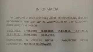 Taka informacja wisiała na drzwiach jednego z rzeszowskich szpitali 