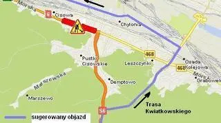 Taką trasą można spróbować ominąć korek na końcu obwodnicy