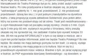 Taki wpis w obronie Teatru Polskiego zamieściła pod koniec sierpnia Monika Strzępka (wulgaryzmy usunęła redakcja tvn24.pl)