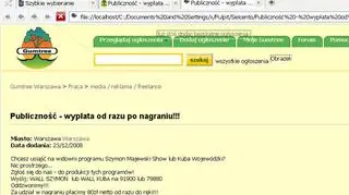 Takie ogłoszenie pojawiło się na serwisie gumtree