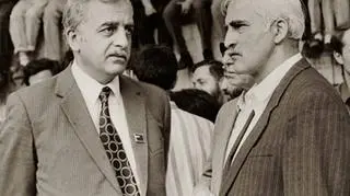 Tbilisi, 1988. Niepodległościowi działacze Zwiad Gamsachurdia i Merab Kostawa. Ten drugi zginął w wypadku samochodowym w 1989 r. (Wikipedia)