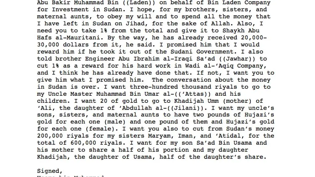 Testament Osamy bin Ladena