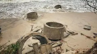 The sea played around with concrete blocks like they were pawns