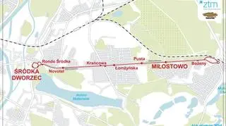 Trasa autobusu zastępczego T8