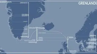 Trasa jachtu z portu w Świnoujściu na Grenlandię