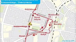 Trasa linii 64 na czas remontu