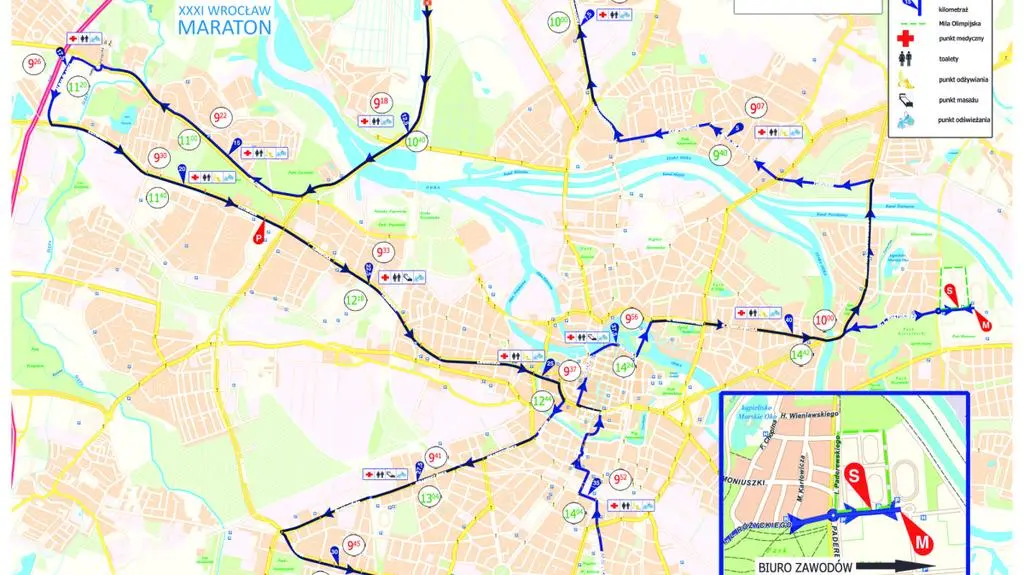 Trasa maratonu we Wrocławiu