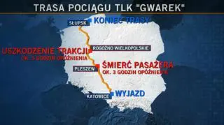 Trasa pociągu TLK "Gwarek" 