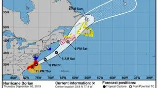 Trasa przejścia huraganu Dorian