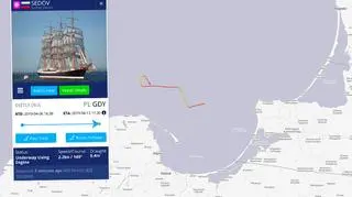 Trasa żaglowca Siedow w ostatnich dniach