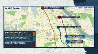 Trasy Marszów Dla Niepodległej i Niepodległości oraz Biegu Niepodległości