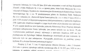 Treść pisma z Urzędu Wojewódzkiego do Narodowego Funduszu Zdrowia