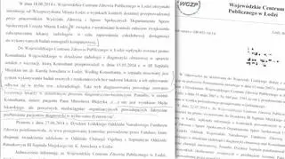 Treść pisma z Wojewódzkiego Centrum Zdrowia w Łodzi