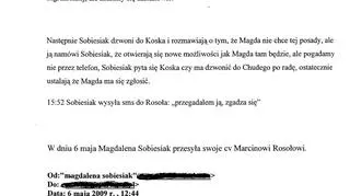 Treść sms-ów wysłanych przez Rosoła do Sobiesiaka