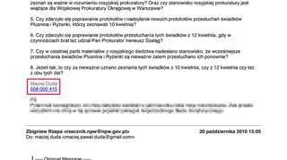 Treść tego maila - z podanym numerem telefonu dziennikarza - prokuratorzy z Poznania znali przed zażądaniem billingów/tvn24.pl